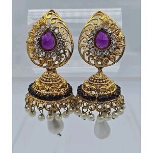 Indian Bollywood Traditional Gold Plated Fashion Jhumka Earrings Ethnic Jewelry